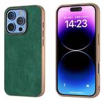 For iPhone 16 Pro Max Electroplated Frame PU Leather Full Coverage Phone Case(Green)