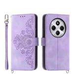 For Redmi 14C 4G Skin Feel Flowers Embossed Wallet Leather Phone Case(Purple)