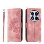 For Redmi Note 14 Pro 4G Skin Feel Flowers Embossed Wallet Leather Phone Case(Pink)