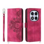 For Redmi Note 14 Pro 4G Skin Feel Flowers Embossed Wallet Leather Phone Case(Wine Red)