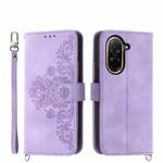 For Redmi A5 4G 171.7mm / Xiaomi Poco C71 Skin Feel Flowers Embossed Wallet Leather Phone Case(Purple)