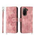 For Redmi A5 4G 171.7mm / Xiaomi Poco C71 Skin Feel Flowers Embossed Wallet Leather Phone Case(Pink)