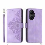 For Redmi Turbo 4 Pro / Xiaomi Poco F7 Skin Feel Flowers Embossed Wallet Leather Phone Case(Purple)