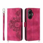 For Redmi Turbo 4 Pro / Xiaomi Poco F7 Skin Feel Flowers Embossed Wallet Leather Phone Case(Wine Red)