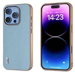 For iPhone 16 Pro Max ABEEL Electroplated Frame Genuine Leather Elegant Phone Case(Sky Blue)