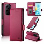 For Honor 200 Lite Global Side Buckle Magnetic Frosted Leather Phone Case(Wine Red)