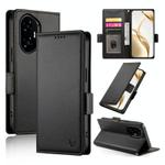 For Honor 300 Pro / 300 Ultra Side Buckle Magnetic Frosted Leather Phone Case(Black)