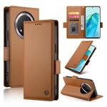 For Honor X9c Global / Magic7 Lite Side Buckle Magnetic Frosted Leather Phone Case(Brown)