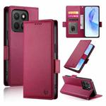 For Honor X8c 4G Side Buckle Magnetic Frosted Leather Phone Case(Wine Red)