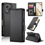 For Honor 400 Lite Side Buckle Magnetic Frosted Leather Phone Case(Black)
