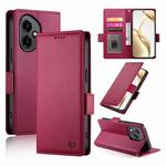 For Honor 400 Global 156.5mm Side Buckle Magnetic Frosted Leather Phone Case(Wine Red)