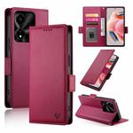 For Honor X5c Plus Side Buckle Magnetic Frosted Leather Phone Case(Wine Red)
