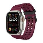 For Apple Watch Ultra 2 49mm Ocean Dual-Row Hole Silicone Watch Band(Wine Red)