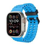 For Apple Watch Ultra 2 49mm Ocean Dual-Row Hole Silicone Watch Band(Blue)