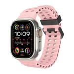 For Apple Watch Ultra 2 49mm Ocean Dual-Row Hole Silicone Watch Band(Vintage Rose)