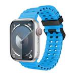 For Apple Watch Series 9 45mm Ocean Dual-Row Hole Silicone Watch Band(Blue)