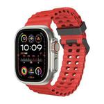 For Apple Watch Ultra 49mm Ocean Dual-Row Hole Silicone Watch Band(Red)