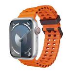 For Apple Watch SE 2022 44mm Ocean Dual-Row Hole Silicone Watch Band(Orange)