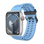 For Apple Watch SE 2022 44mm Ocean Dual-Row Hole Silicone Watch Band(Premium Blue)