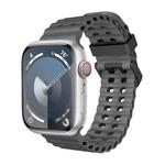 For Apple Watch SE 2022 44mm Ocean Dual-Row Hole Silicone Watch Band(Grey)