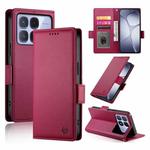 For Redmi K70 Ultra Side Buckle Magnetic Frosted Leather Phone Case(Wine Red)