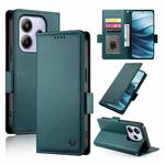 For Redmi Note 14 4G 164.84mm Side Buckle Magnetic Frosted Leather Phone Case(Dark Green)