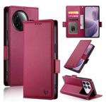 For Redmi K80 / K80 Pro Side Buckle Magnetic Frosted Leather Phone Case(Wine Red)