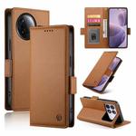 For Redmi K80 / K80 Pro Side Buckle Magnetic Frosted Leather Phone Case(Brown)