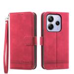 For Redmi Note 14 4G 164.84mm Dierfeng Dream Line TPU Hybrid PU Leather Phone Case(Red)