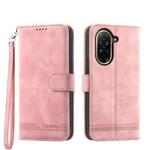 For Redmi A5 4G 171.7mm / Xiaomi Poco C71 Dierfeng Dream Line TPU Hybrid PU Leather Phone Case(Pink)