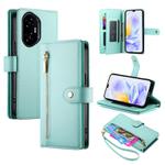 For Honor 300 Pro / 300 Ultra Nine Card-slot Zipper Wallet Bag Leather Phone Case(Mint Green)