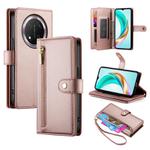 For Honor X9c Global / Magic7 Lite Nine Card-slot Zipper Wallet Bag Leather Phone Case(Pink)