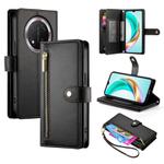 For Honor X9c Global / Magic7 Lite Nine Card-slot Zipper Wallet Bag Leather Phone Case(Black)