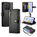 For Honor X8c 4G Nine Card-slot Zipper Wallet Bag Leather Phone Case(Black)