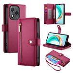 For Honor 400 Lite Nine Card-slot Zipper Wallet Bag Leather Phone Case(Red)