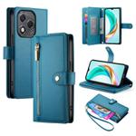 For Honor 400 Lite Nine Card-slot Zipper Wallet Bag Leather Phone Case(Blue)
