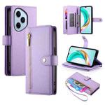 For Honor 400 Pro Global 160.8mm Nine Card-slot Zipper Wallet Bag Leather Phone Case(Purple)