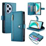 For Honor 400 Pro Global 160.8mm Nine Card-slot Zipper Wallet Bag Leather Phone Case(Blue)