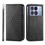 For Redmi K70 Ultra Cubic Grid Calf Texture Magnetic Leather Phone Case(Black)