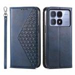 For Redmi K70 Ultra Cubic Grid Calf Texture Magnetic Leather Phone Case(Blue)