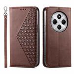 For Redmi 14C 4G Cubic Grid Calf Texture Magnetic Leather Phone Case(Brown)