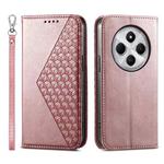 For Redmi 14C 4G Cubic Grid Calf Texture Magnetic Leather Phone Case(Rose Gold)