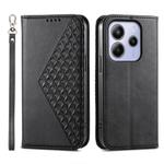 For Redmi Note 14 4G 164.84mm Cubic Grid Calf Texture Magnetic Leather Phone Case(Black)
