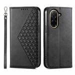 For Redmi A5 4G 171.7mm / Xiaomi Poco C71 Cubic Grid Calf Texture Magnetic Leather Phone Case(Black)
