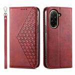 For Redmi A5 4G 171.7mm / Xiaomi Poco C71 Cubic Grid Calf Texture Magnetic Leather Phone Case(Red)