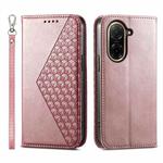For Redmi A5 4G 171.7mm / Xiaomi Poco C71 Cubic Grid Calf Texture Magnetic Leather Phone Case(Rose Gold)