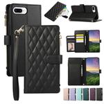 For iPhone 7 Plus / 8 Plus Rhombic Zipper Wallet Leather Phone Case(Black)