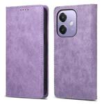 For OPPO A3 4G / 5G Global / A3X 4G / 5G India Business Solid Color Magnetic RFID Leather Phone Case(Purple)