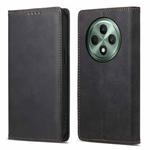 For OPPO Reno12 F 4G / 5G / F27 India Business Solid Color Magnetic RFID Leather Phone Case(Black)