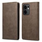 For OPPO Reno13 F 4G / 5G Business Solid Color Magnetic RFID Leather Phone Case(Brown)